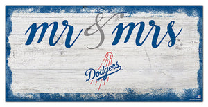 Los Angeles Dodgers Mr. & Mrs. Script Wood Sign - 6"x12"