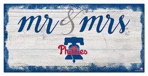 Philadelphia Phillies Mr. & Mrs. Script Wood Sign - 6"x12"