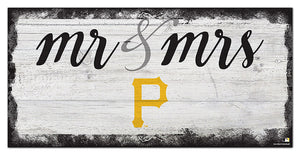 Pittsburgh Pirates Mr. & Mrs. Script Wood Sign - 6"x12"