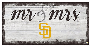San Diego Padres Mr. & Mrs. Script Wood Sign - 6"x12"