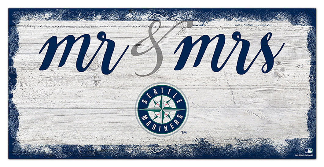 Seattle Mariners Mr. & Mrs. Script Wood Sign - 6