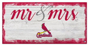 St. Louis Cardinals Mr. & Mrs. Script Wood Sign - 6"x12"