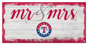 Texas Rangers Mr. & Mrs. Script Wood Sign - 6"x12"