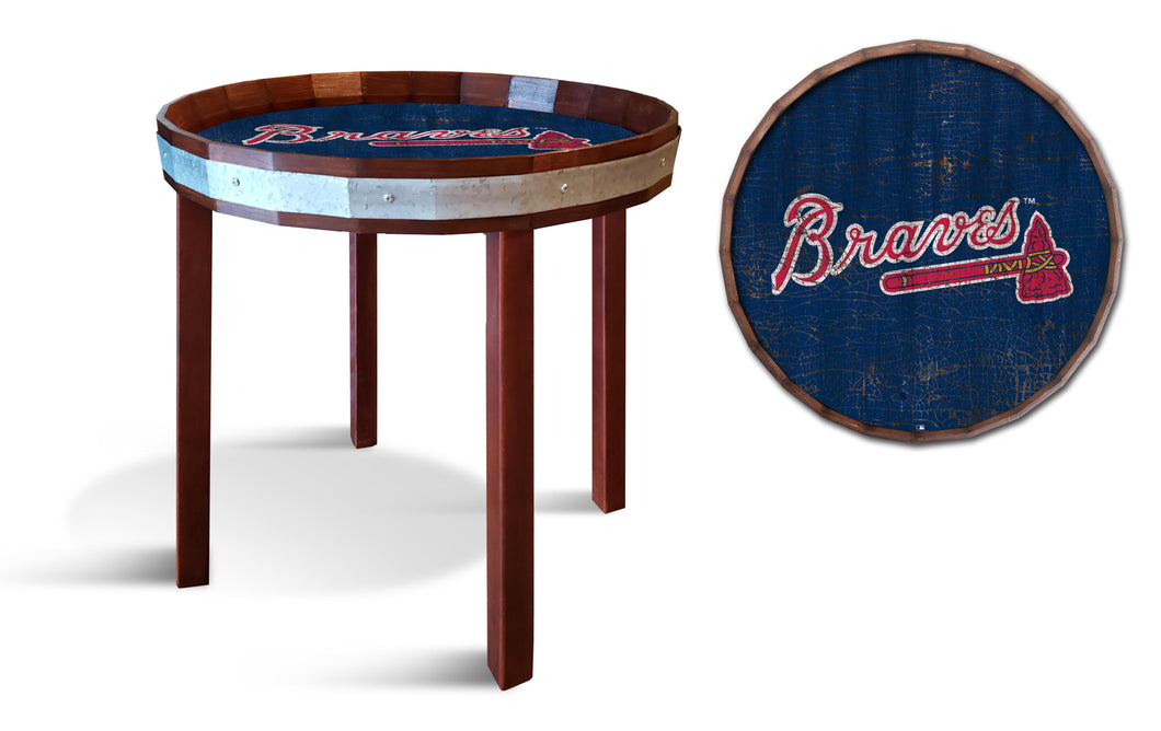 Atlanta Braves Barrel Top Side Table