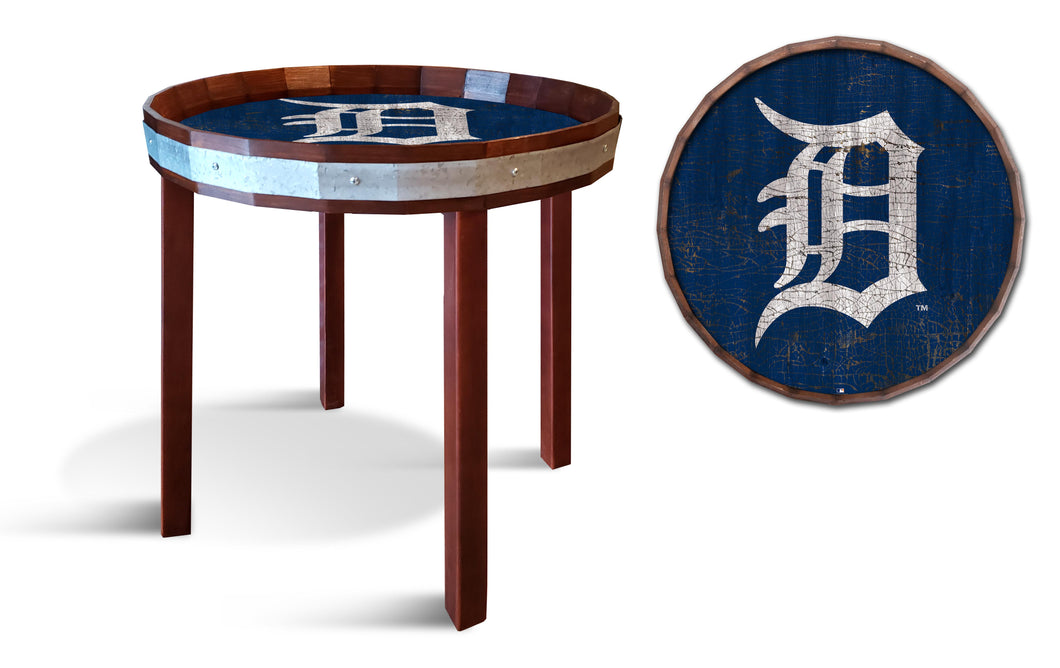 Detroit Tigers Barrel Top Side Table