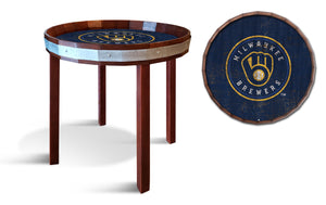 Milwaukee Brewers Barrel Top Side Table