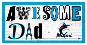 Miami Marlins Awesome Dad Wood Sign - 6"x12"