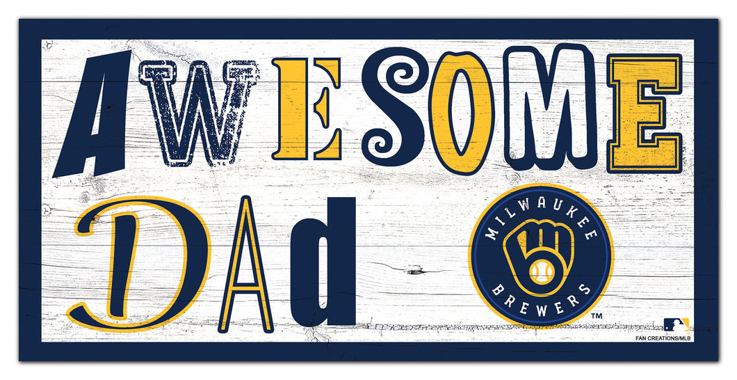 Milwaukee Brewers Awesome Dad Wood Sign - 6