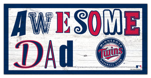 Minnesota Twins Awesome Dad Wood Sign - 6"x12"