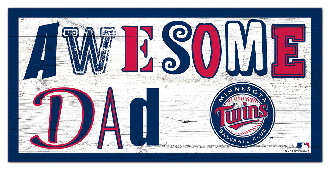 Minnesota Twins Awesome Dad Wood Sign - 6