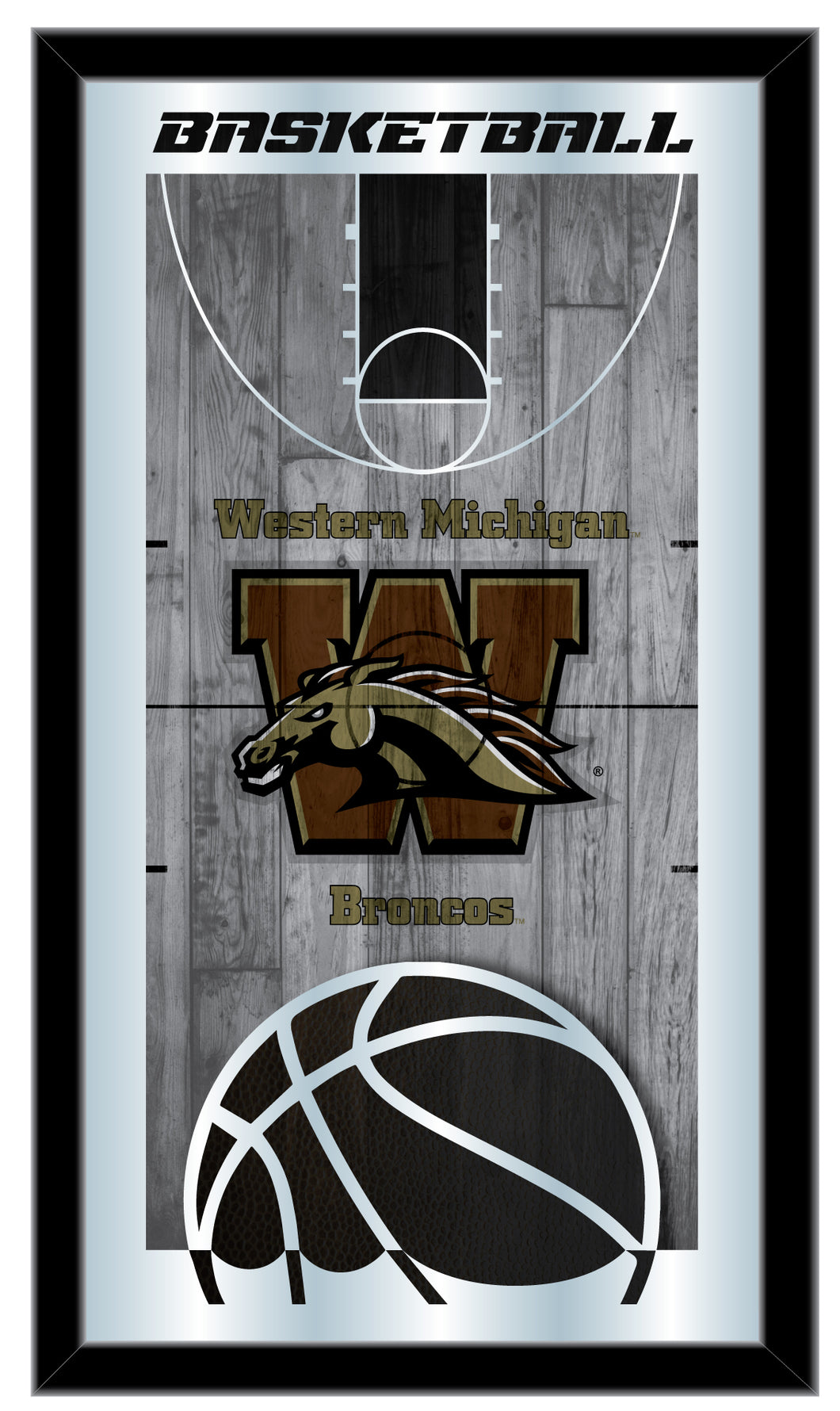 Western Michigan Broncos Basketball Wall Mirror
