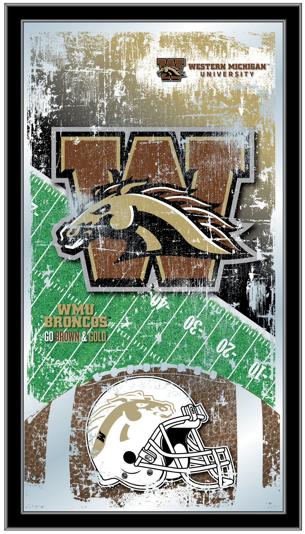 Western Michigan Broncos Football Wall Mirror