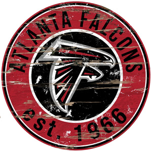 Atlanta Falcons Distressed Round Sign - 24"