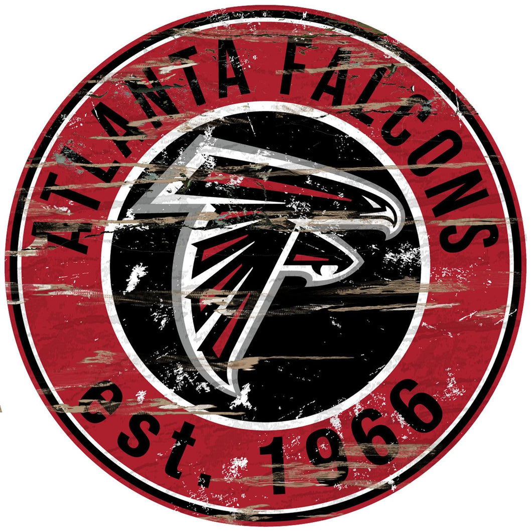 Atlanta Falcons Distressed Round Sign - 24