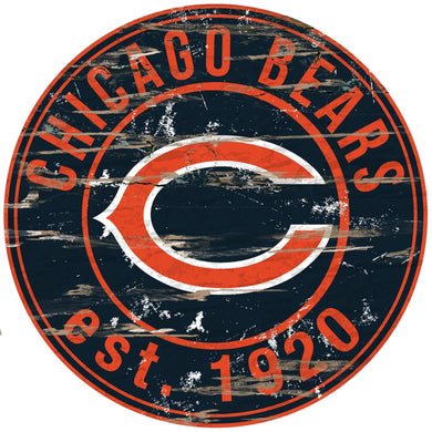 Chicago Bears Distressed Round Sign - 24