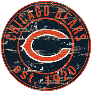 Chicago Bears Distressed Round Sign - 24"