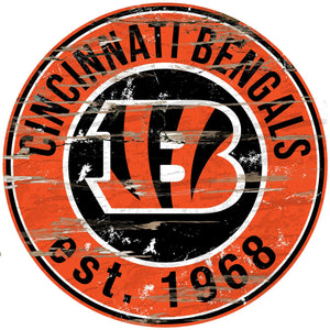 Cincinnati Bengals Distressed Round Sign - 24"