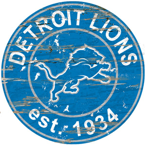 Detroit Lions Distressed Round Sign - 24"
