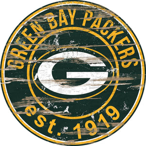 Green Bay Packers Distressed Round Sign - 24"