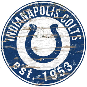 Indinapolis Colts Distressed Round Sign - 24"
