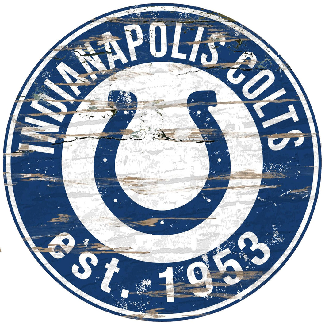 Indinapolis Colts Distressed Round Sign - 24