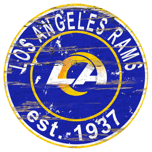 Los Angeles Rams Distressed Round Sign - 24