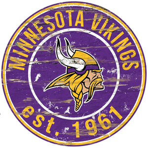 Minnesota Vikings Distressed Round Sign - 24"