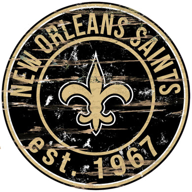New Orleans Saints Distressed Round Sign - 24