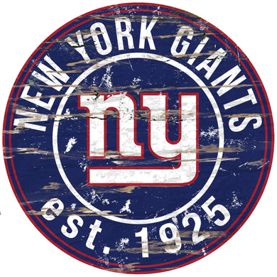 New York Giants Distressed Round Sign - 24