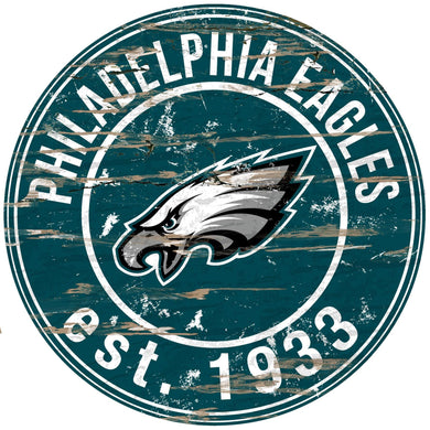 Philadelphia Eagles Distressed Round Sign - 24