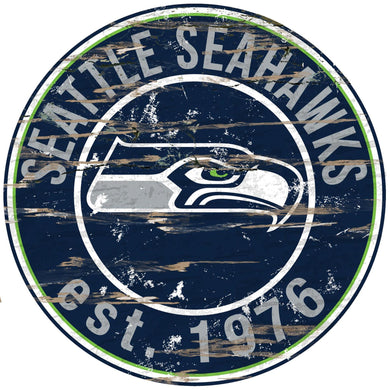  Seattle Seahawks Distressed Round Sign - 24