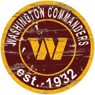 Washington Commanders Distressed Round Sign - 24"