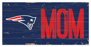 New England Patriots Mom Wood Sign - 6"x12"