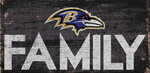 Baltimore Ravens Family Wood Sign - 12" x 6"