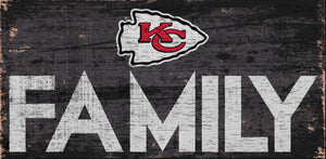 Kansas City Chiefs Family Wood Sign - 12" x 6"