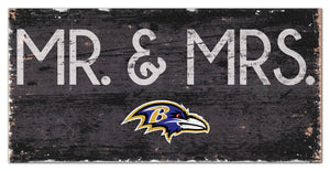 Baltimore Ravens Mr. & Mrs. Wood Sign - 6"x12"