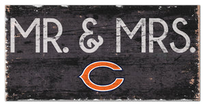 Chicago Bears Mr. & Mrs. Wood Sign - 6"x12"