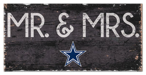 Dallas Cowboys Mr. & Mrs. Wood Sign - 6"x12"
