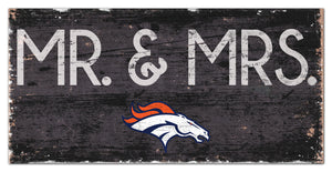 Denver Broncos Mr. & Mrs. Wood Sign - 6"x12"