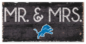Detroit Lions Mr. & Mrs. Wood Sign - 6"x12"