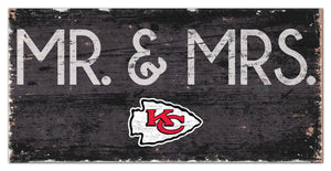 Kansas City Chiefs Mr. & Mrs. Wood Sign - 6"x12"