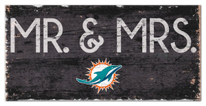 Miami Dolphins Mr. & Mrs. Wood Sign - 6"x12"