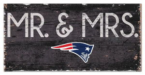 New England Patriots Mr. & Mrs. Wood Sign - 6"x12"
