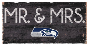 Seattle Seahawks Mr. & Mrs. Wood Sign - 6"x12"