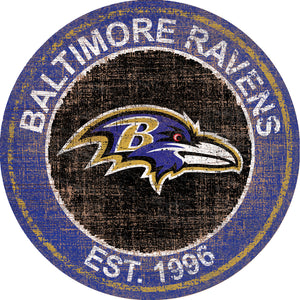 Baltimore Ravens Heritage Logo Round Sign - 24"