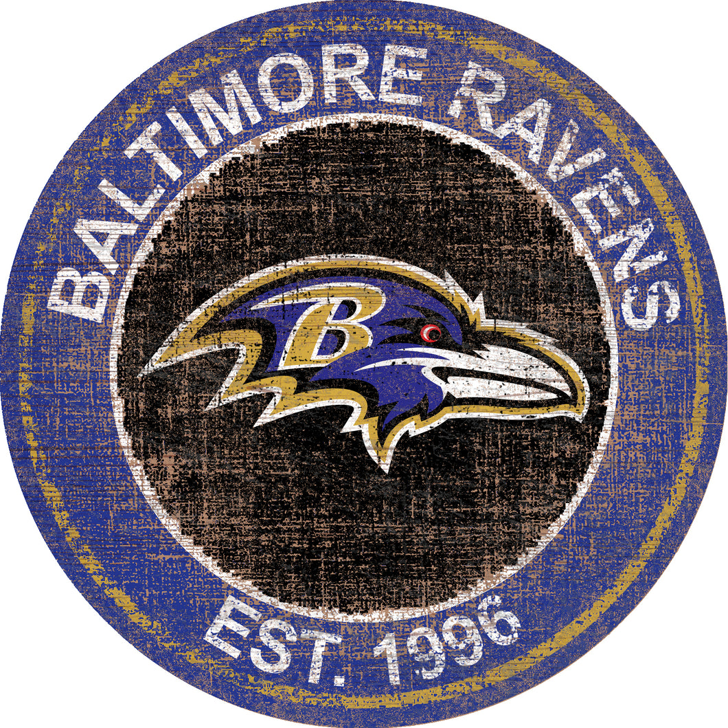 Baltimore Ravens Heritage Logo Round Sign - 24