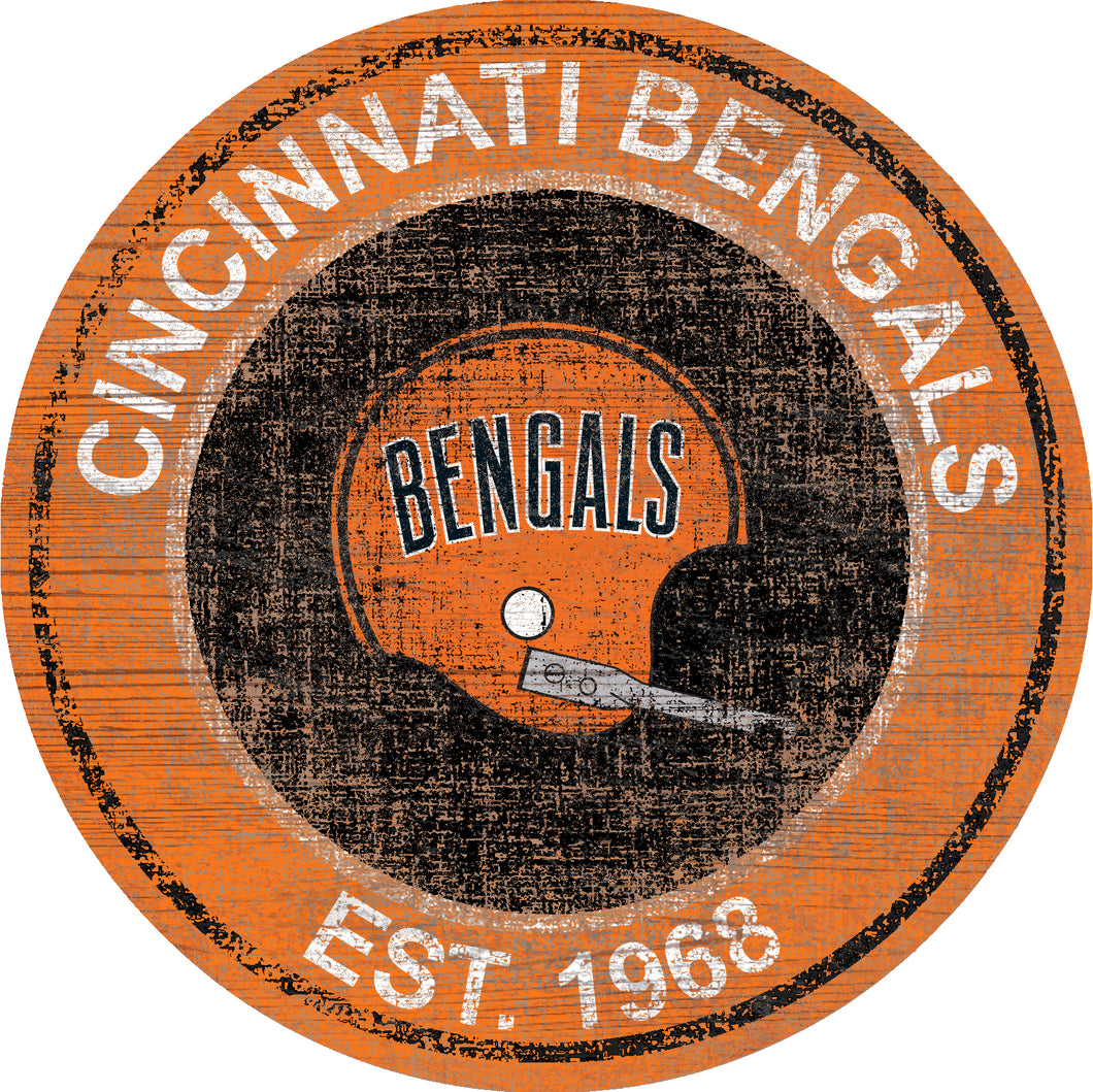 Cincinnati Bengals Heritage Logo Round Sign - 24