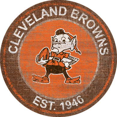 Cleveland Browns Heritage Logo Round Sign - 24