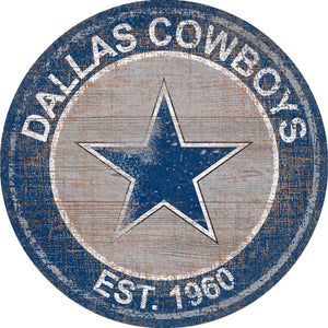 Dallas Cowboys Heritage Logo Round Sign - 24"