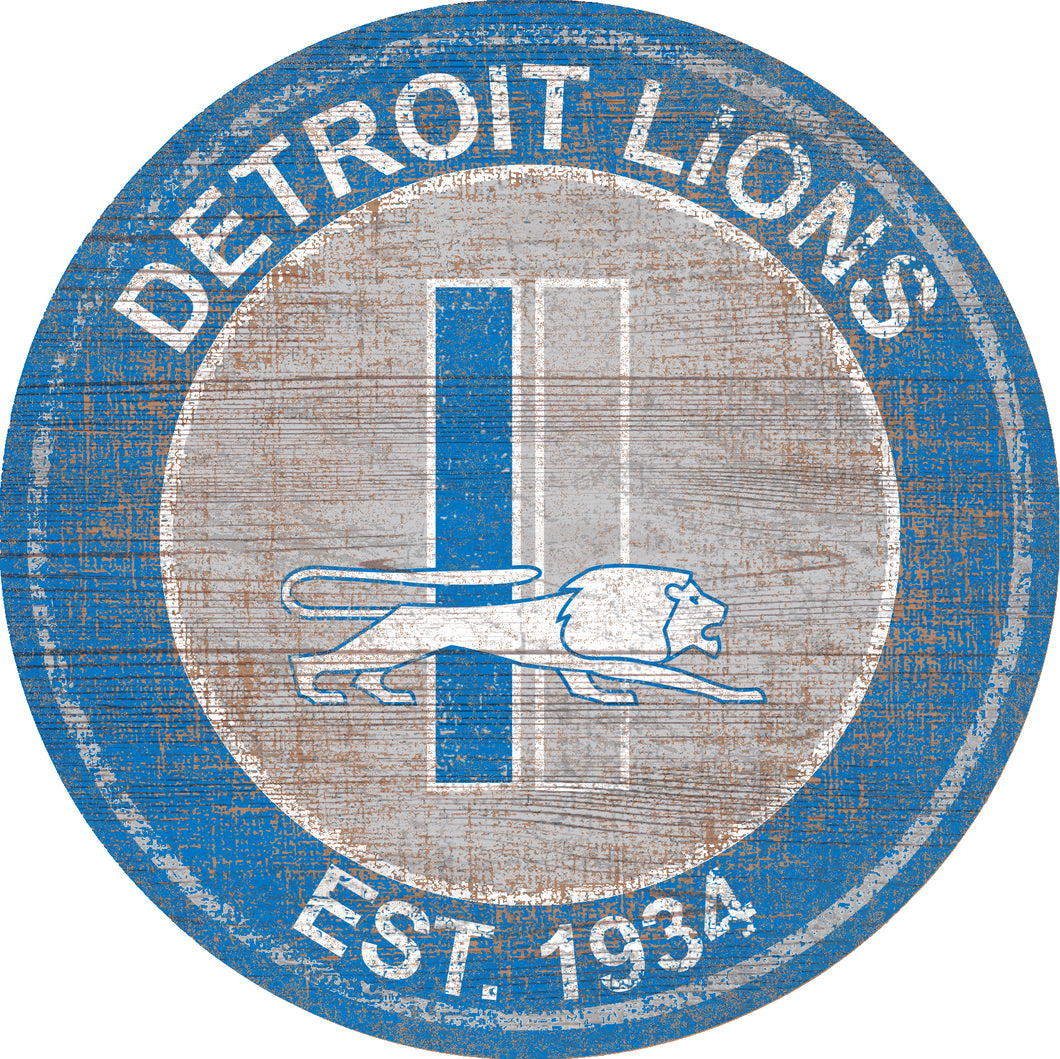 Detroit Lions Heritage Logo Round Sign - 24
